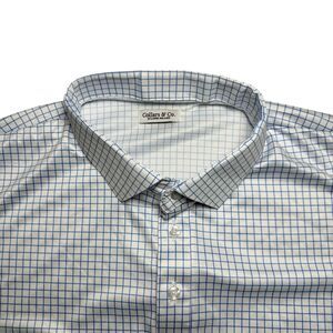 Collars and Co Men's Semi Spread Collar Polo Size 2XL Relaxed Thin Navy Check